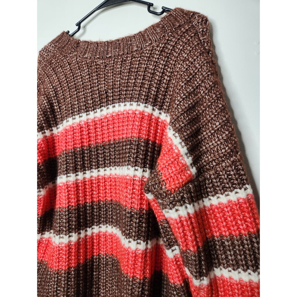 OFFLINE by Aerie Striped Knit Sweater Brown White‎ Oversized Pullover Small - Picture 8 of 8